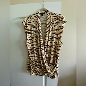 International Concepts animal print top 2X cream with brown